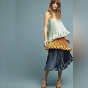 Anthropologie Guapa colorblock asymmetric tiered dress size S